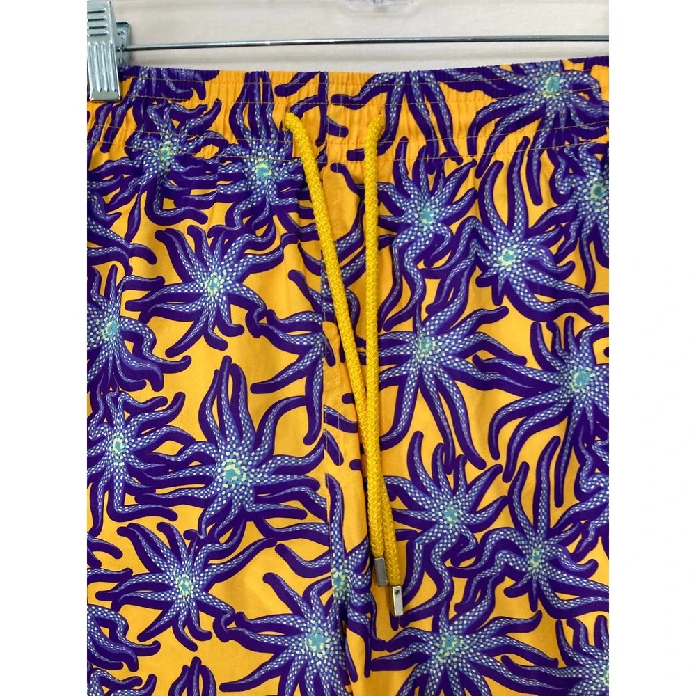 Vilebrequin Moorea Men's Swim Trunks Shorts 5XL Yellow Purple Starfish Lined